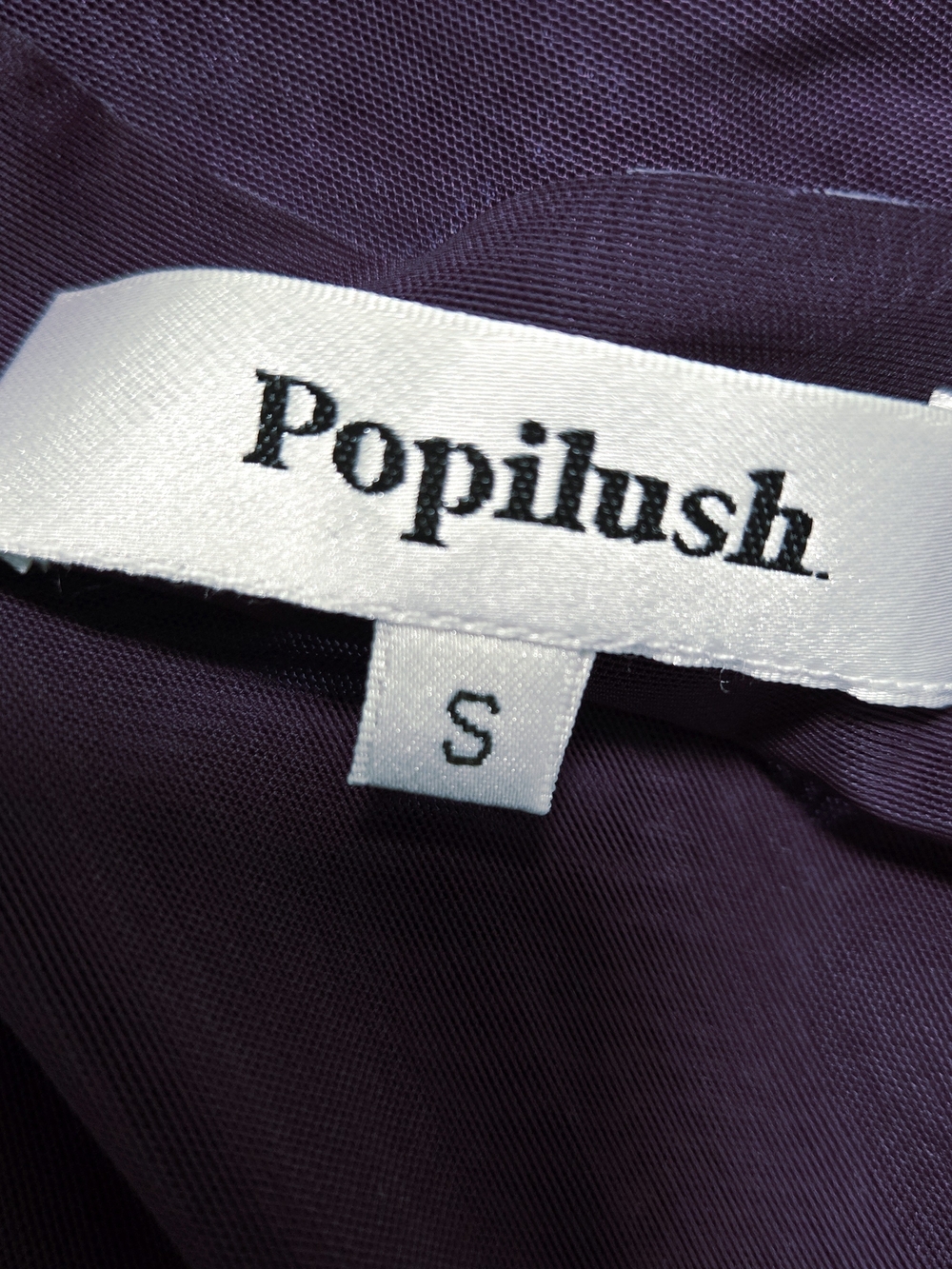 Popilush Dark Purple Mesh Illusion Long Sleeve Bodysuit | Size S - Picture 8 of 10